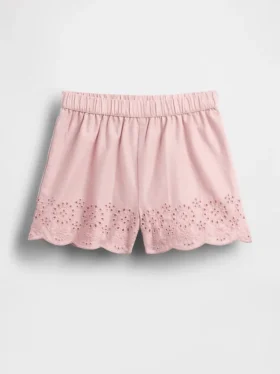 Baby & Kleinkind-Shorts zum Hineinschlüpfen mit Lochstickerei am Saum
