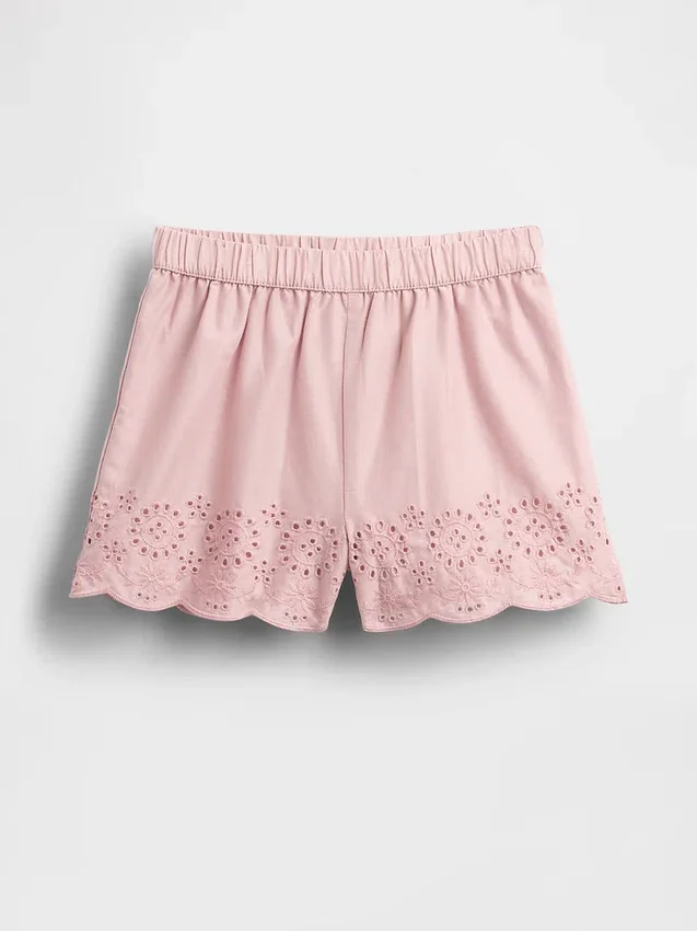 Baby & Kleinkind-Shorts zum Hineinschlüpfen mit Lochstickerei am Saum