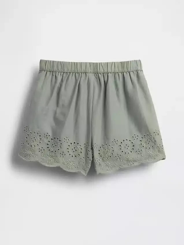 Baby & Kleinkind-Shorts zum Hineinschlüpfen mit Lochstickerei am Saum