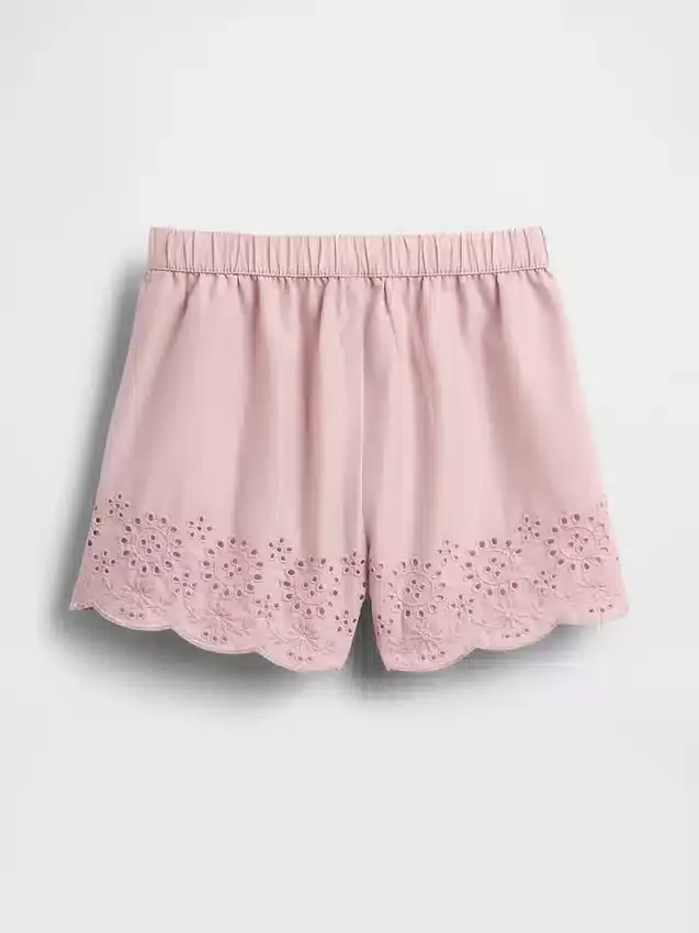 Baby & Kleinkind-Shorts zum Hineinschlüpfen mit Lochstickerei am Saum