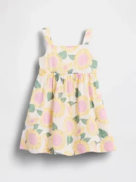 Baby & Kleinkind-Sommerkleid aus Baumwollgaze mit Sonnenblumenmuster