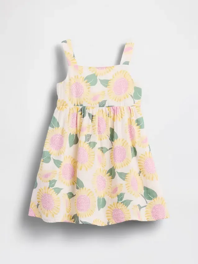 Baby & Kleinkind-Sommerkleid aus Baumwollgaze mit Sonnenblumenmuster