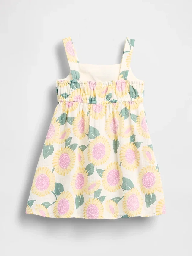 Baby & Kleinkind-Sommerkleid aus Baumwollgaze mit Sonnenblumenmuster