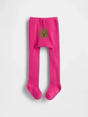 Baby & Kleinkind-Strumpfhosen mit Bärenmotiv aus Rippstrick