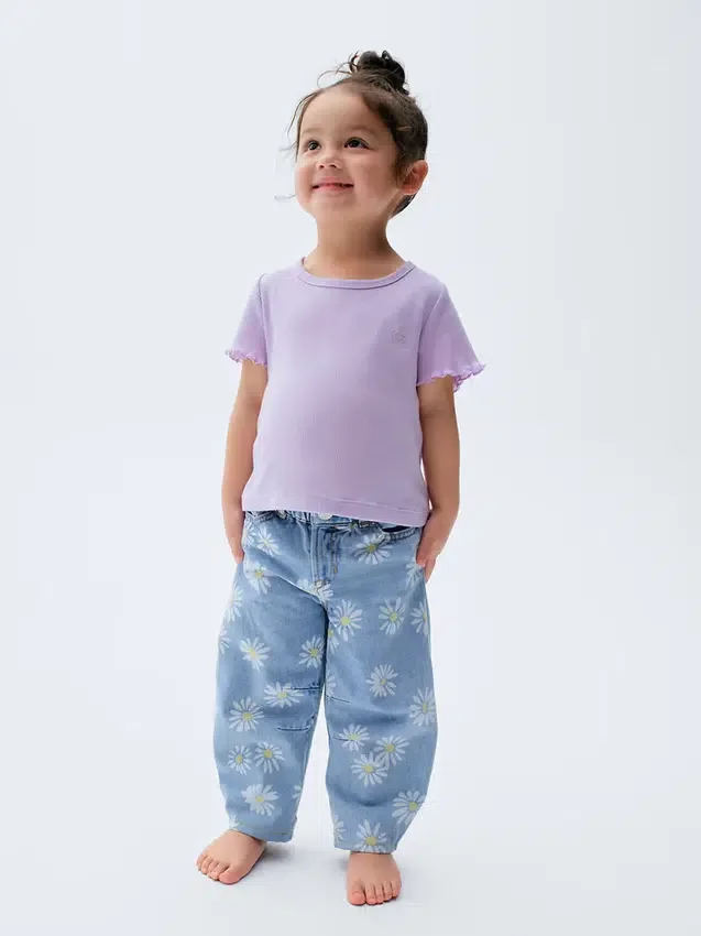 Baby- & Kleinkind-T-Shirt aus geripptem Strick zum Kombinieren
