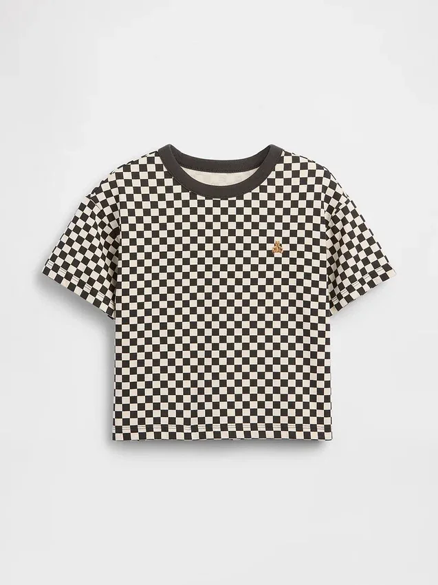Baby & Kleinkind-T-Shirt im Boxy-Schnitt mit Karomuster