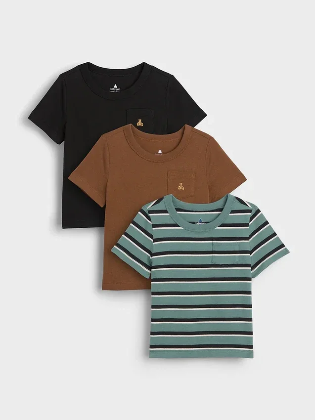 Baby & Kleinkind-T-Shirt mit Tasche zum Kombinieren (3er-Pack)
