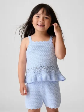 Baby & Kleinkind-Tanktop mit gewelltem Saum aus Häkelstoff