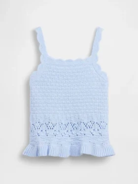 Baby & Kleinkind-Tanktop mit gewelltem Saum aus Häkelstoff