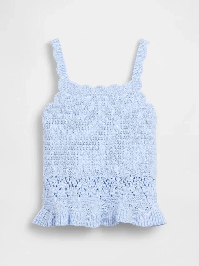 Baby & Kleinkind-Tanktop mit gewelltem Saum aus Häkelstoff