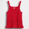 Baby & Kleinkind-Tanktop mit gewelltem Saum aus Häkelstoff