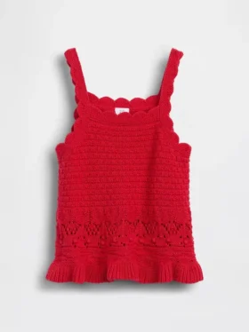 Baby & Kleinkind-Tanktop mit gewelltem Saum aus Häkelstoff