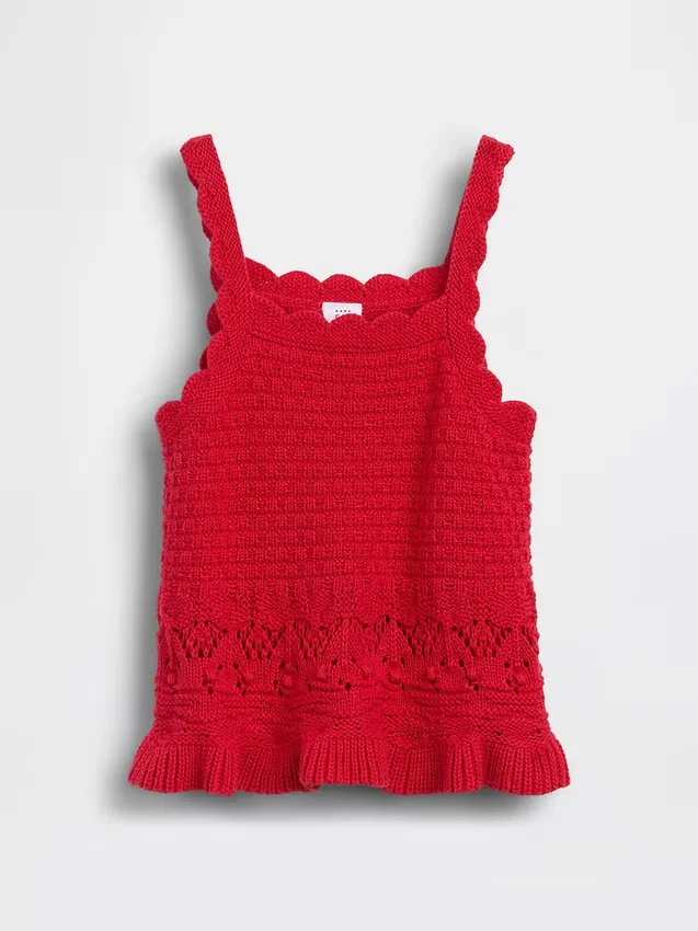 Baby & Kleinkind-Tanktop mit gewelltem Saum aus Häkelstoff