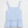 Baby & Kleinkind-Tanktop mit gewelltem Saum aus Häkelstoff