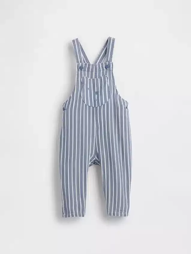 Baby-Latzhose aus Baumwollgaze mit Brannan-Bär-Motiv