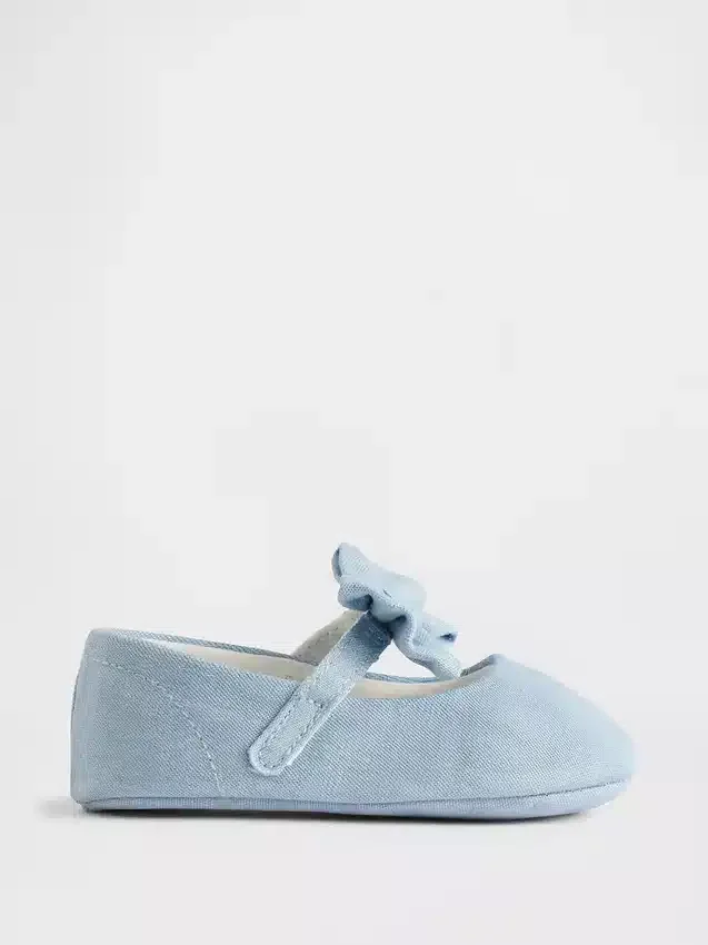 Baby-Mary-Jane-Schuhe aus Denim mit Schleife