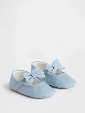 Baby-Mary-Jane-Schuhe aus Denim mit Schleife