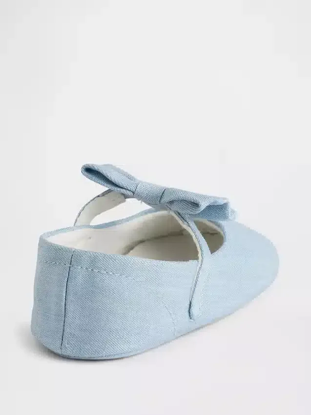 Baby-Mary-Jane-Schuhe aus Denim mit Schleife