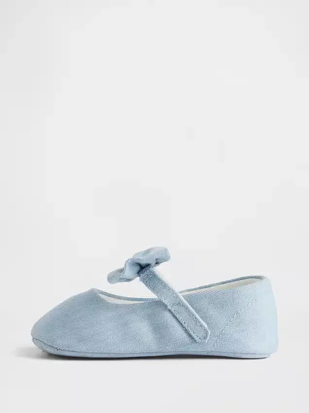 Baby-Mary-Jane-Schuhe aus Denim mit Schleife