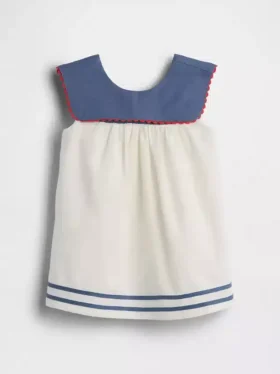 Baby-Matrosen-Kleid aus Leinen-Baumwolle