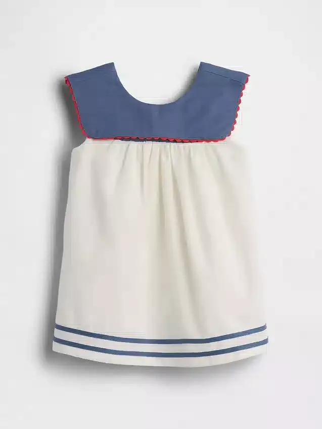 Baby-Matrosen-Kleid aus Leinen-Baumwolle