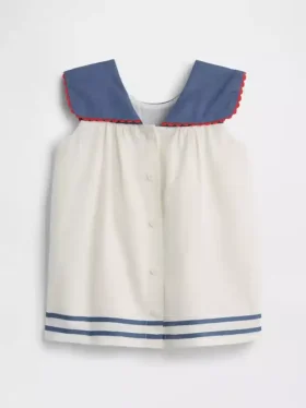 Baby-Matrosen-Kleid aus Leinen-Baumwolle