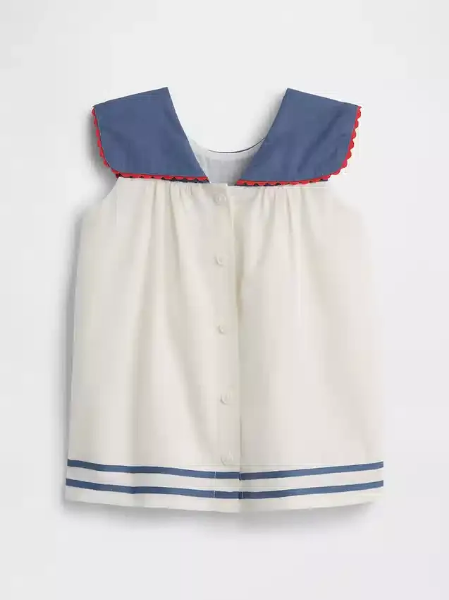 Baby-Matrosen-Kleid aus Leinen-Baumwolle