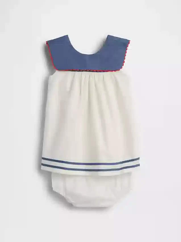 Baby-Matrosen-Kleid aus Leinen-Baumwolle