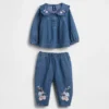 Baby-Outfit-Set aus Denim mit Blumenmuster