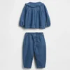 Baby-Outfit-Set aus Denim mit Blumenmuster