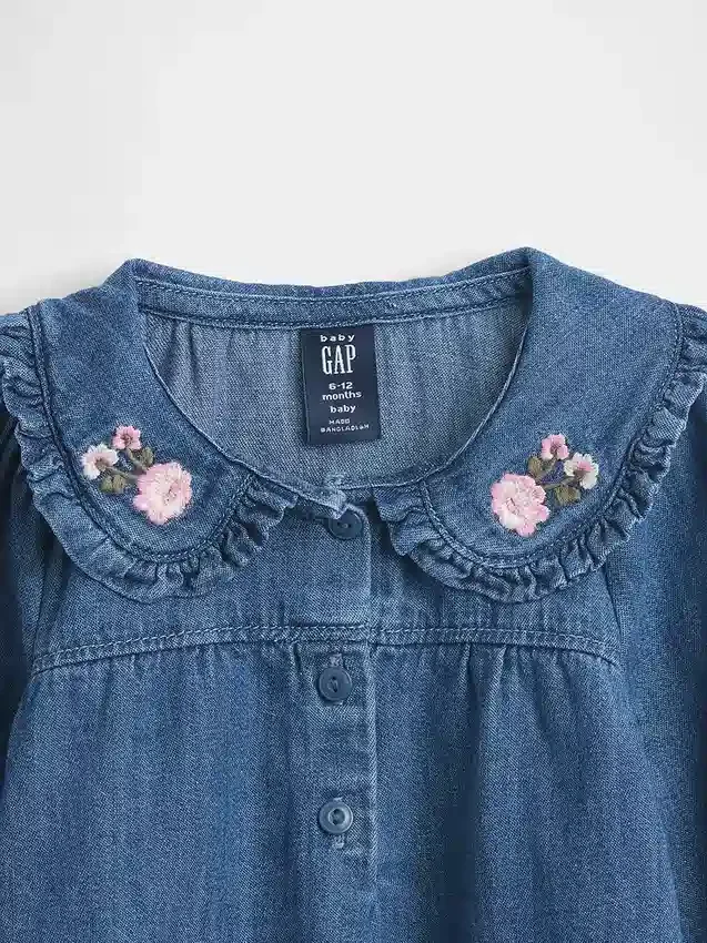 Baby-Outfit-Set aus Denim mit Blumenmuster