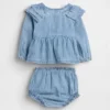 Baby-Outfit-Set aus Denim mit Rüschen