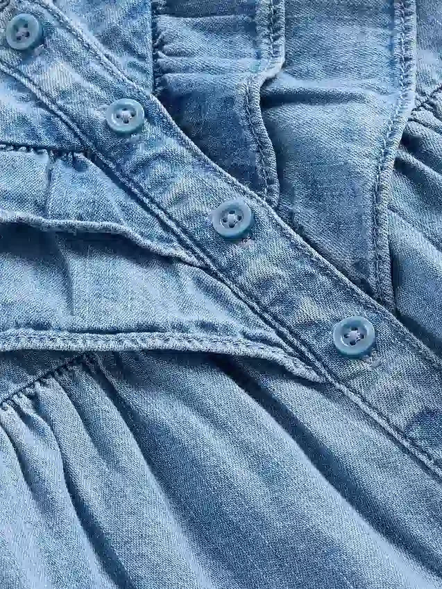 Baby-Outfit-Set aus Denim mit Rüschen