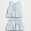 Baby-Outfit-Set aus Denim mit Schleife