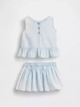 Baby-Outfit-Set aus Denim mit Schleife