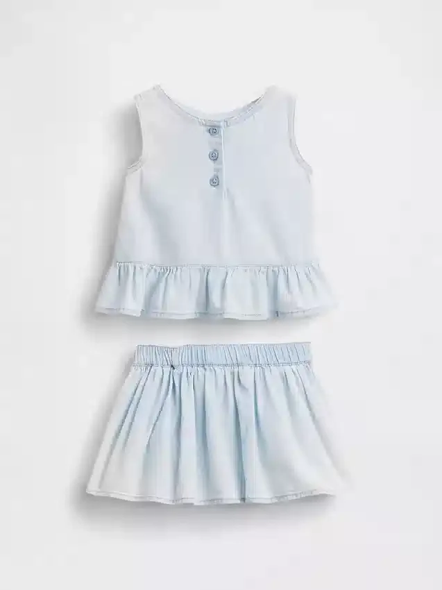 Baby-Outfit-Set aus Denim mit Schleife