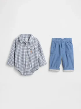 Baby-Outfit-Set aus Flanell und Cord