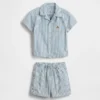 Baby-Outfit-Set aus gestreiftem Denim