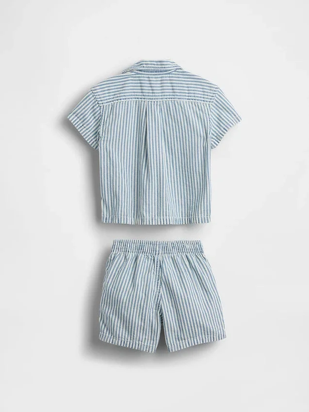 Baby-Outfit-Set aus gestreiftem Denim