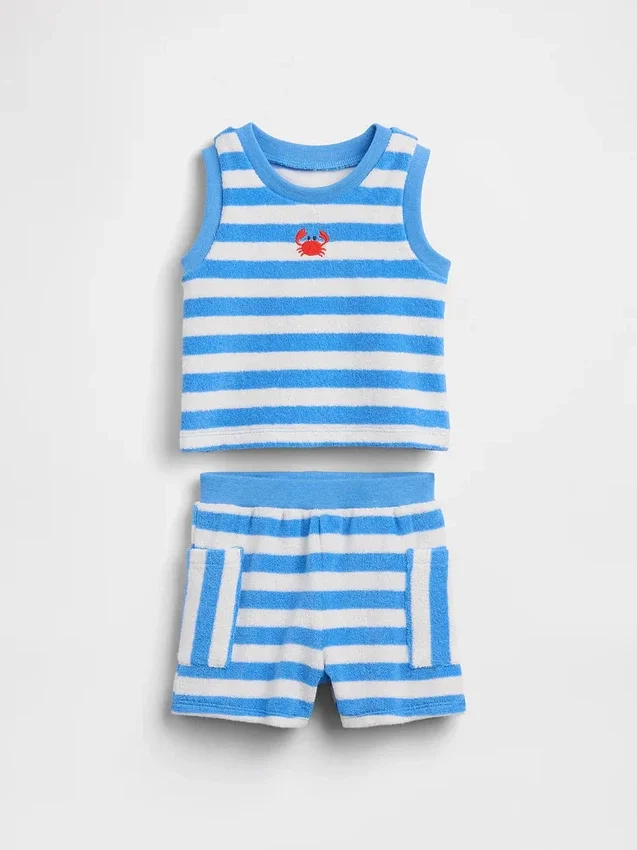 Baby-Outfit-Set aus gestreiftem Frottee