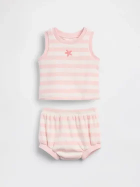 Baby-Outfit-Set aus gestreiftem Frottee