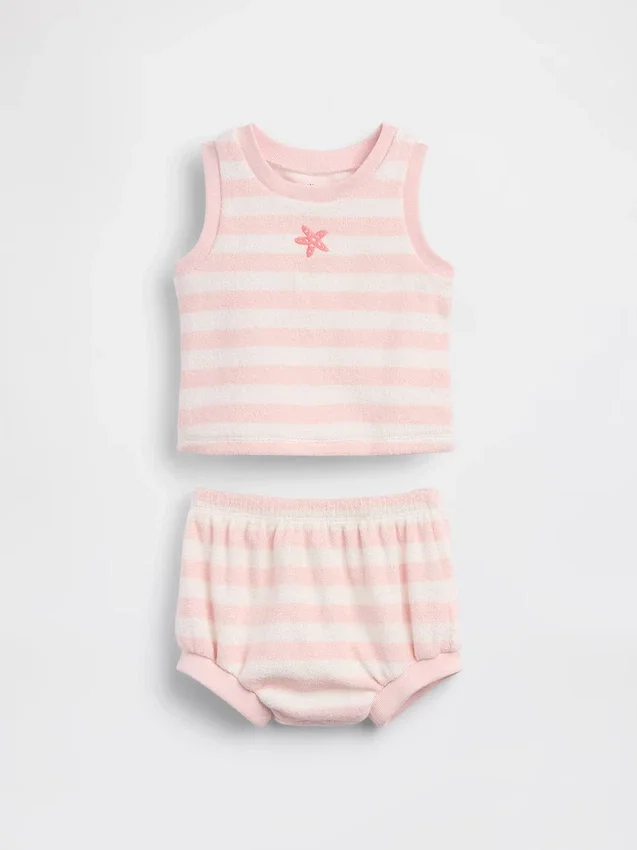 Baby-Outfit-Set aus gestreiftem Frottee