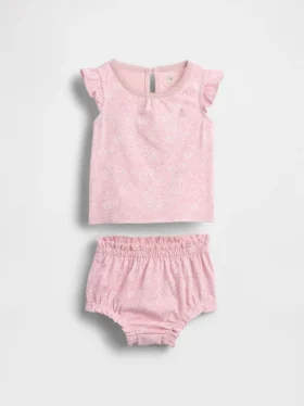 Baby-Outfit-Set mit Blumenmuster und Rüschen