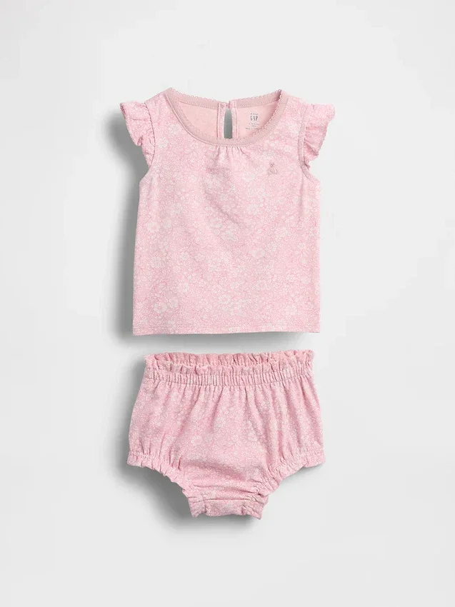 Baby-Outfit-Set mit Blumenmuster und Rüschen