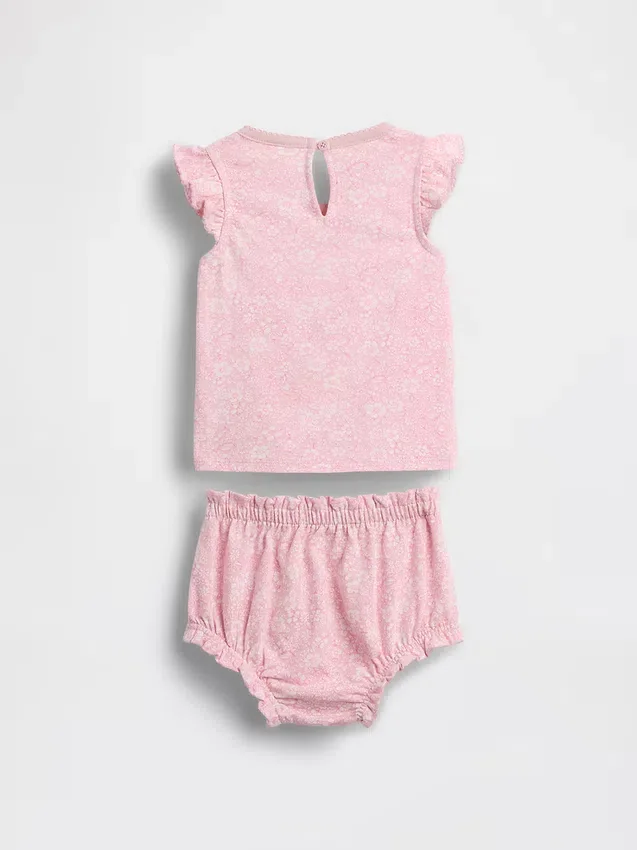 Baby-Outfit-Set mit Blumenmuster und Rüschen