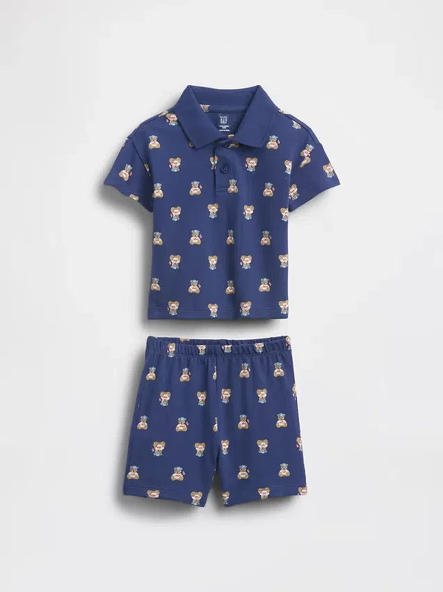 Baby-Outfit-Set mit Brannan-Bär-Piqué-Poloshirt