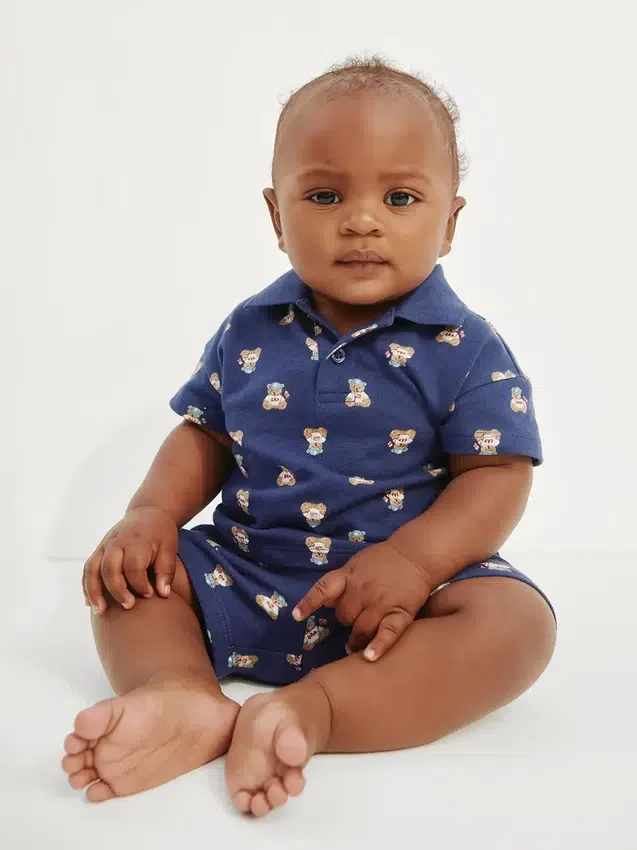 Baby-Outfit-Set mit Brannan-Bär-Piqué-Poloshirt