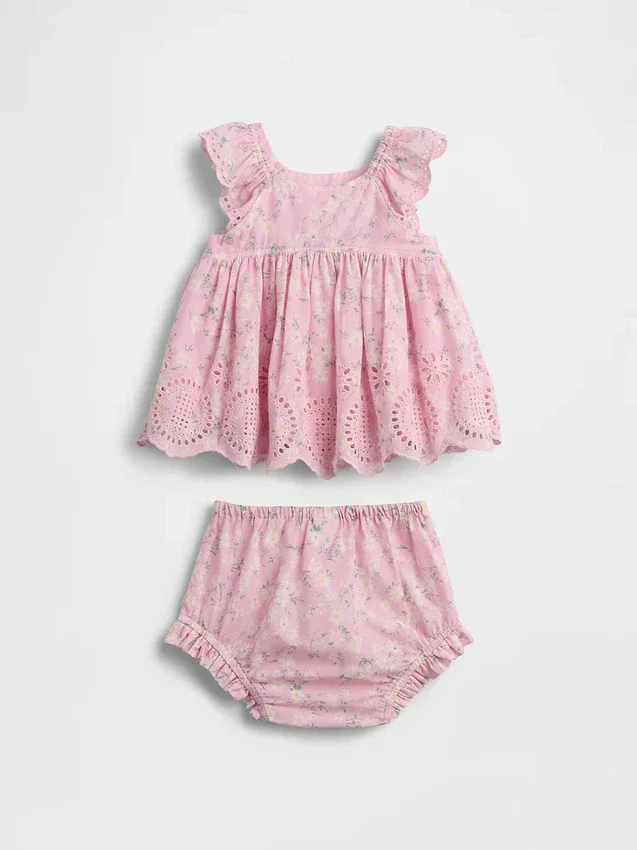 Baby-Outfit-Set mit Lochstickerei