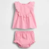 Baby-Outfit-Set mit Lochstickerei und Rüschen