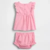 Baby-Outfit-Set mit Lochstickerei und Rüschen